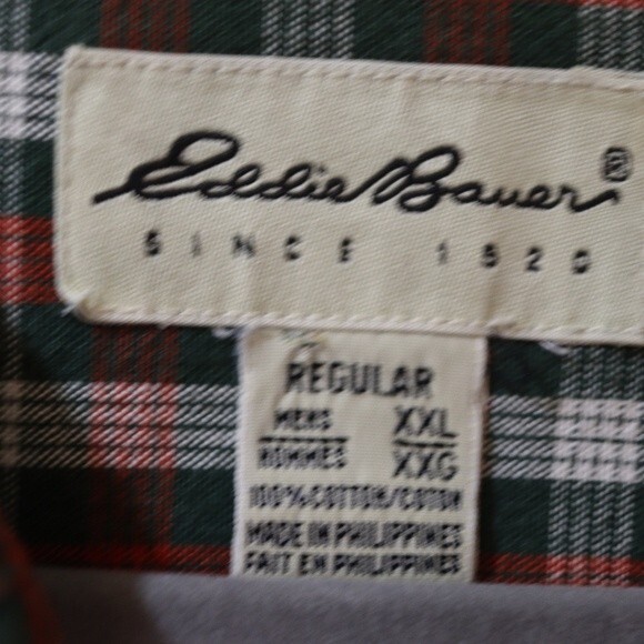 Eddie Bauer Mens Christmas Plaid Red & Green 100% Cotton Button Up Shirt XXL - Picture 11 of 13